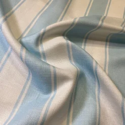 Cabana Stripe (Slub Print) Table Linen in Lt Blue / White