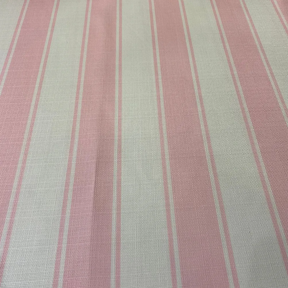 Cabana Stripe (Slub Print) Table Linen in Pink / White
