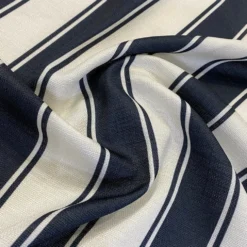 Cabana Stripe (Slub Print) Table Runner in Black / White
