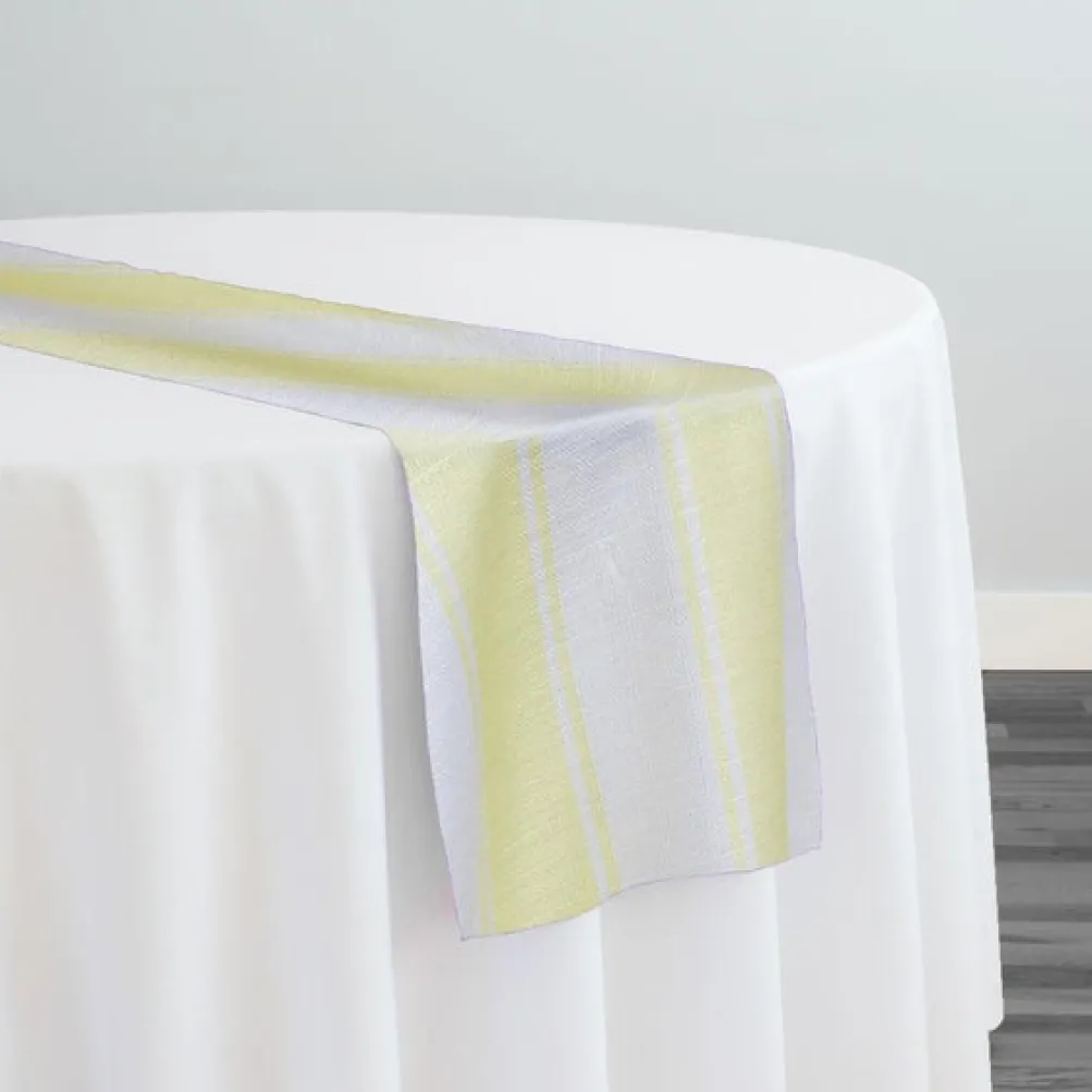 Cabana Stripe (Slub Print) Table Runner in Yellow / White