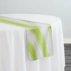 Cabana Stripe (Slub Print) Table Runner in Green / White