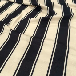 Cabana Stripe (Slub Print) Table Runner in Black / Ivory