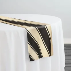 Cabana Stripe (Slub Print) Table Runner in Black / Ivory