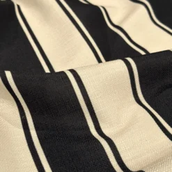 Cabana Stripe (Slub Print) Table Runner in Black / Ivory