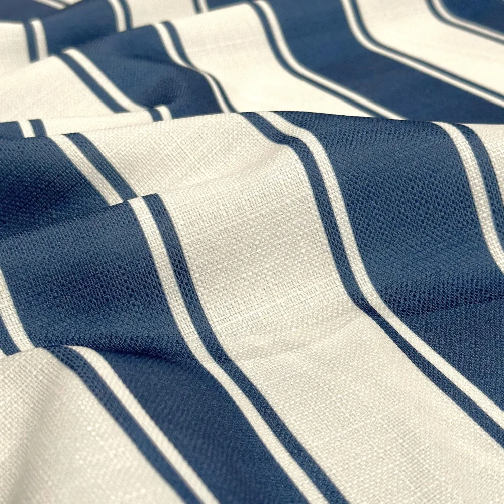 Cabana Stripe (Slub Print) Table Runner in Navy / White
