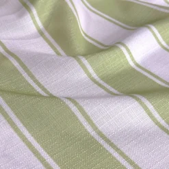 Cabana Stripe (Slub Print) Table Runner in Sage / White