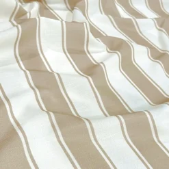 Cabana Stripe (Slub Print) Table Runner in Taupe / White