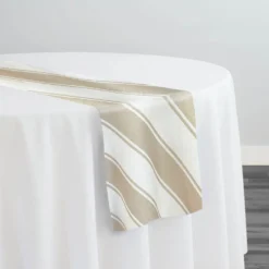 Cabana Stripe (Slub Print) Table Runner in Taupe / White