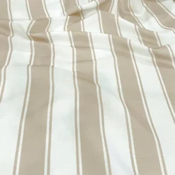 Cabana Stripe (Slub Print) Table Runner in Taupe / White