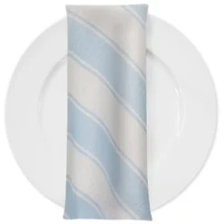 Cabana Stripe (Slub Print) Table Napkin in Lt Blue / White