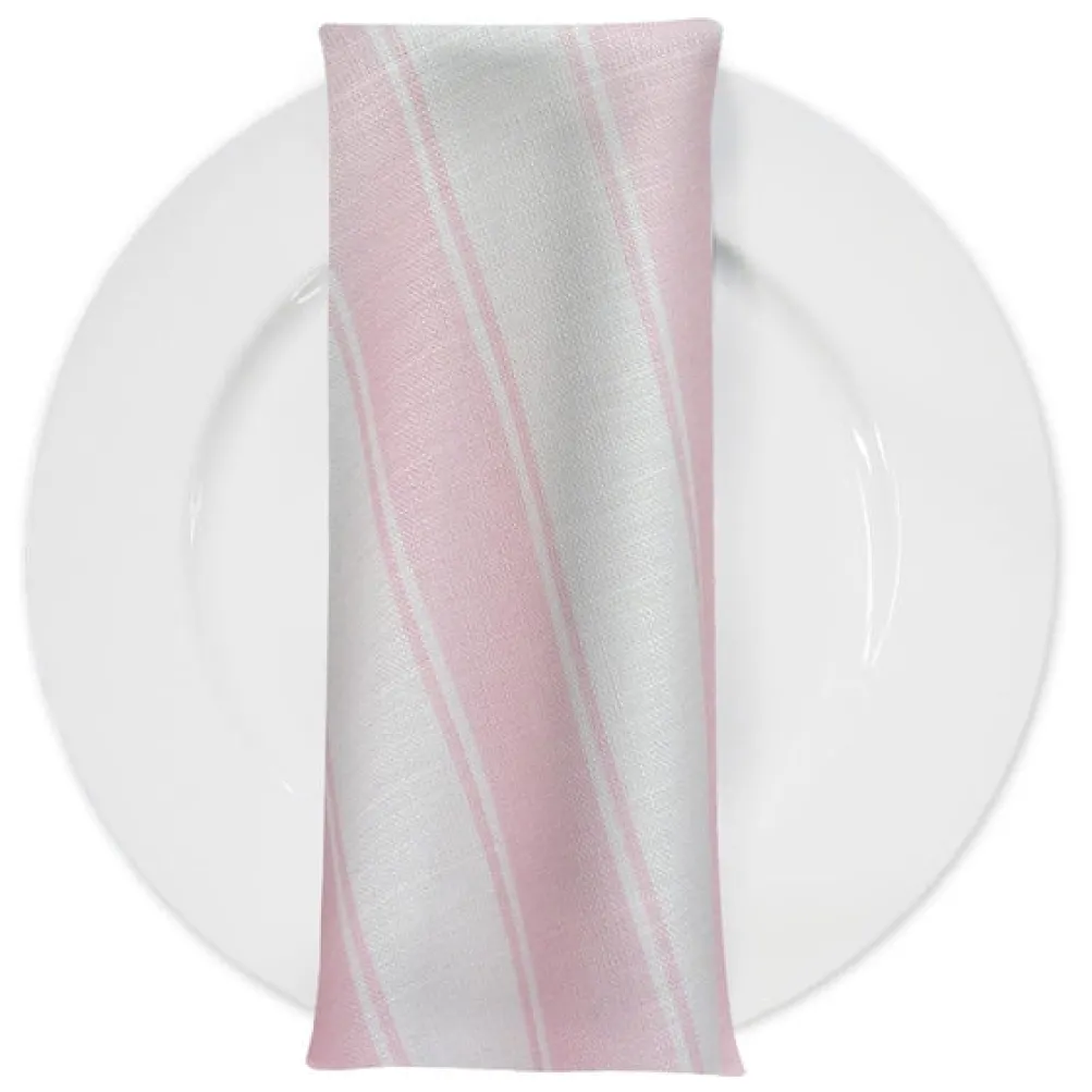 Cabana Stripe (Slub Print) Table Napkin in Pink / White