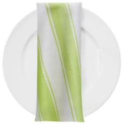 Cabana Stripe (Slub Print) Table Napkin in Green / White
