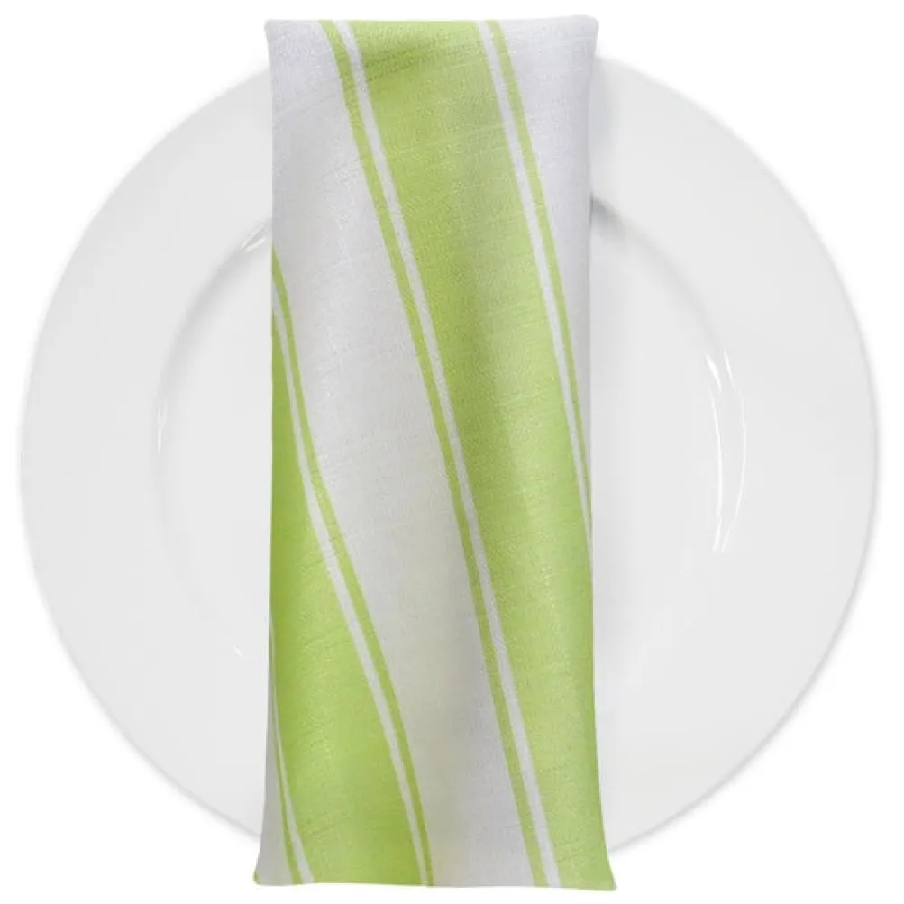 Cabana Stripe (Slub Print) Table Napkin in Green / White