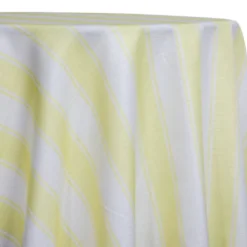 Cabana Stripe (Slub Print) Table Linen in Yellow / White