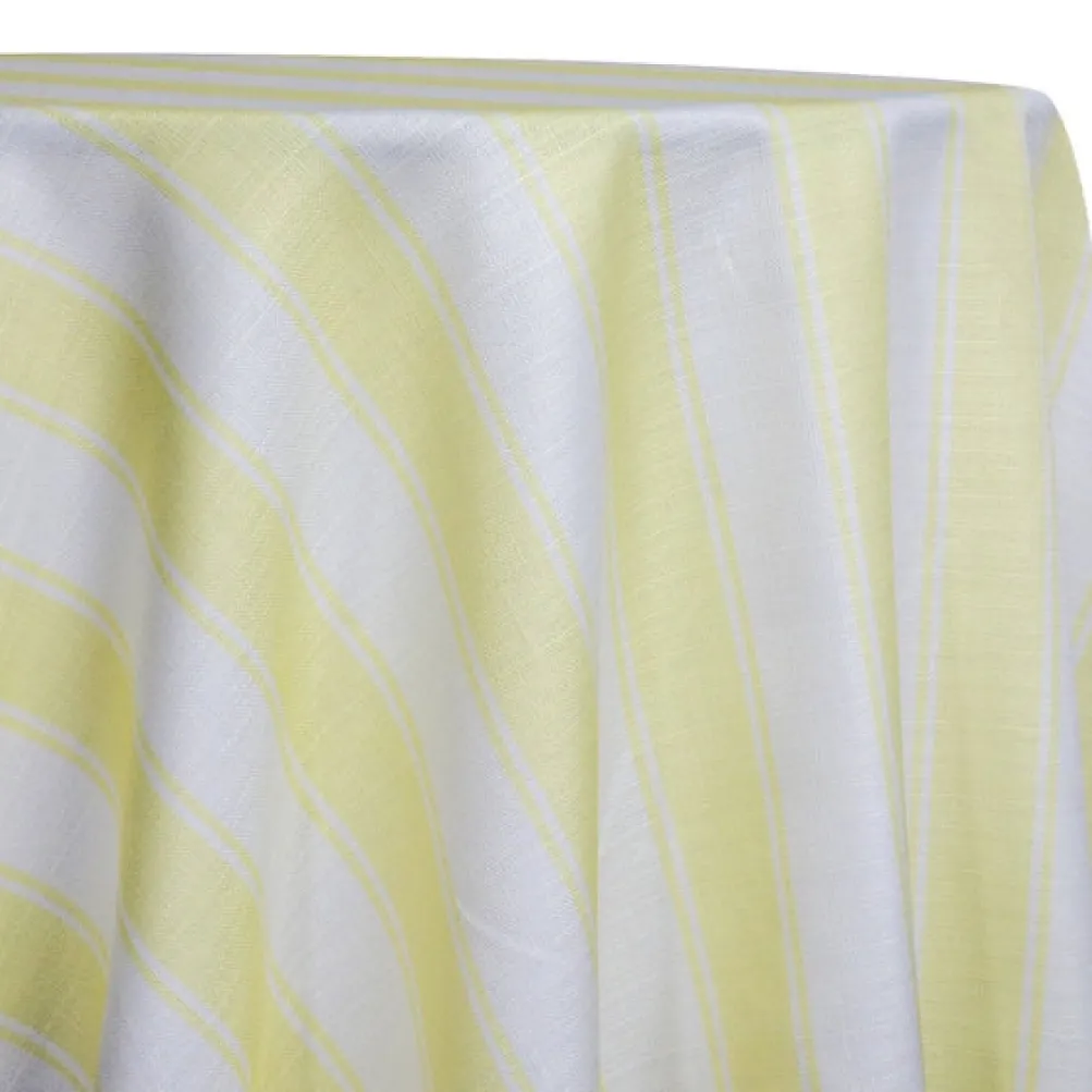Cabana Stripe (Slub Print) Table Linen in Yellow / White