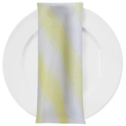 Cabana Stripe (Slub Print) Table Napkin in Yellow / White