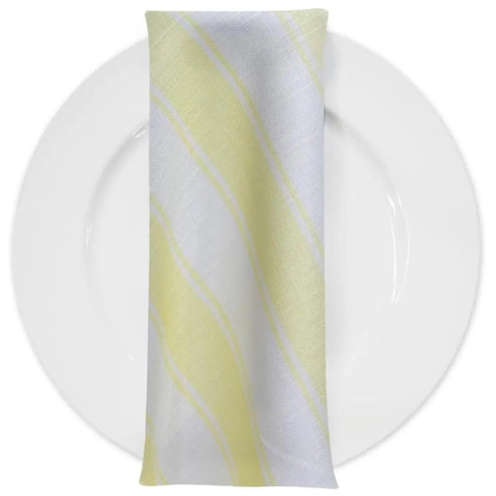 Cabana Stripe (Slub Print) Table Napkin in Yellow / White