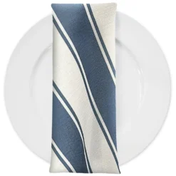 Cabana Stripe (Slub Print) Table Napkin in Navy / White
