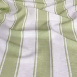 Cabana Stripe (Slub Print) Table Linen in Sage / White