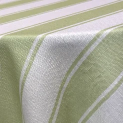 Cabana Stripe (Slub Print) Table Linen in Sage / White