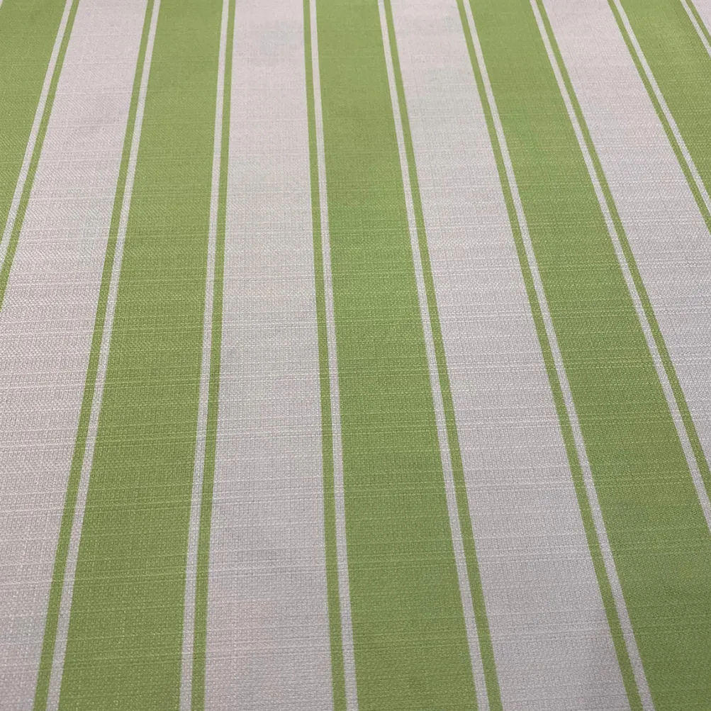 Cabana Stripe (Slub Print) Table Linen in Green / White
