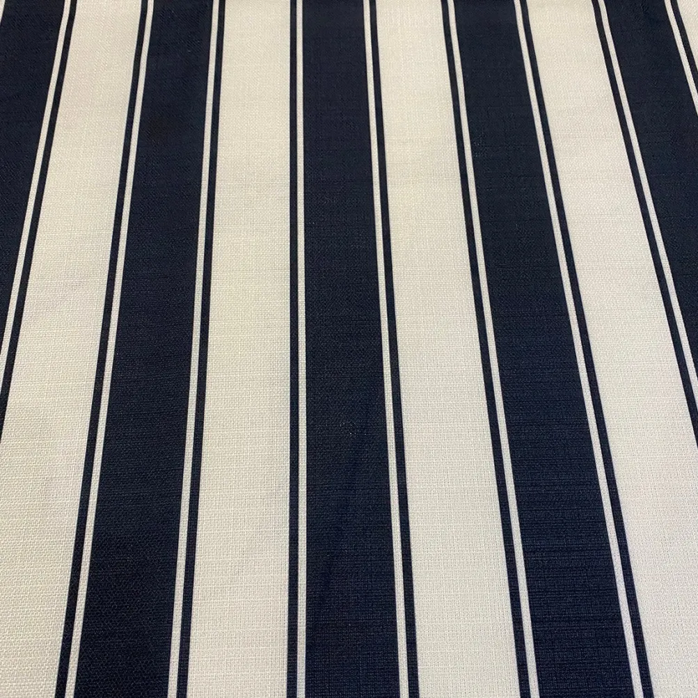 Cabana Stripe (Slub Print) Table Linen in Black / White