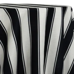 Cabana Stripe (Slub Print) Table Linen in Black / White