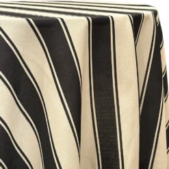Cabana Stripe (Slub Print) Table Linen in Black / Ivory
