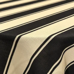Cabana Stripe (Slub Print) Table Linen in Black / Ivory