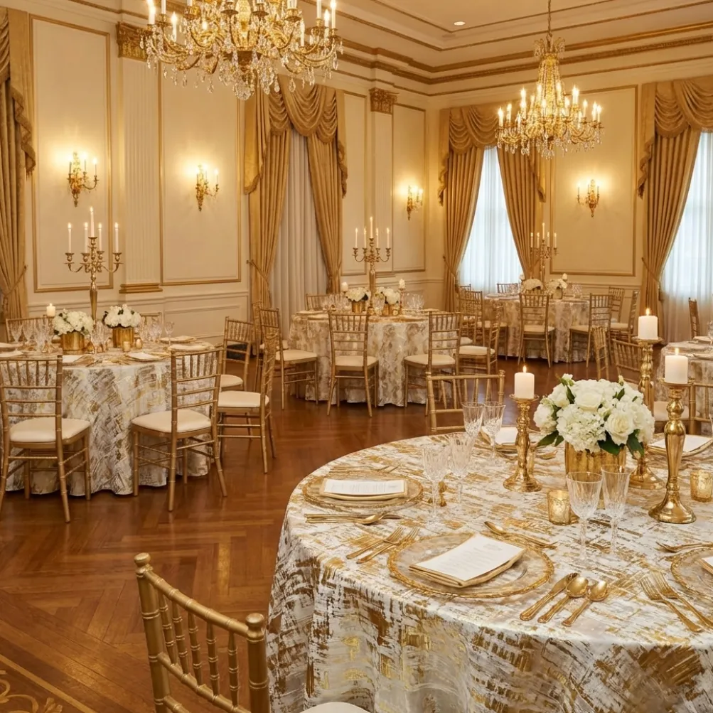 Calypso Jacquard (Reversible) Table Linen in Gold