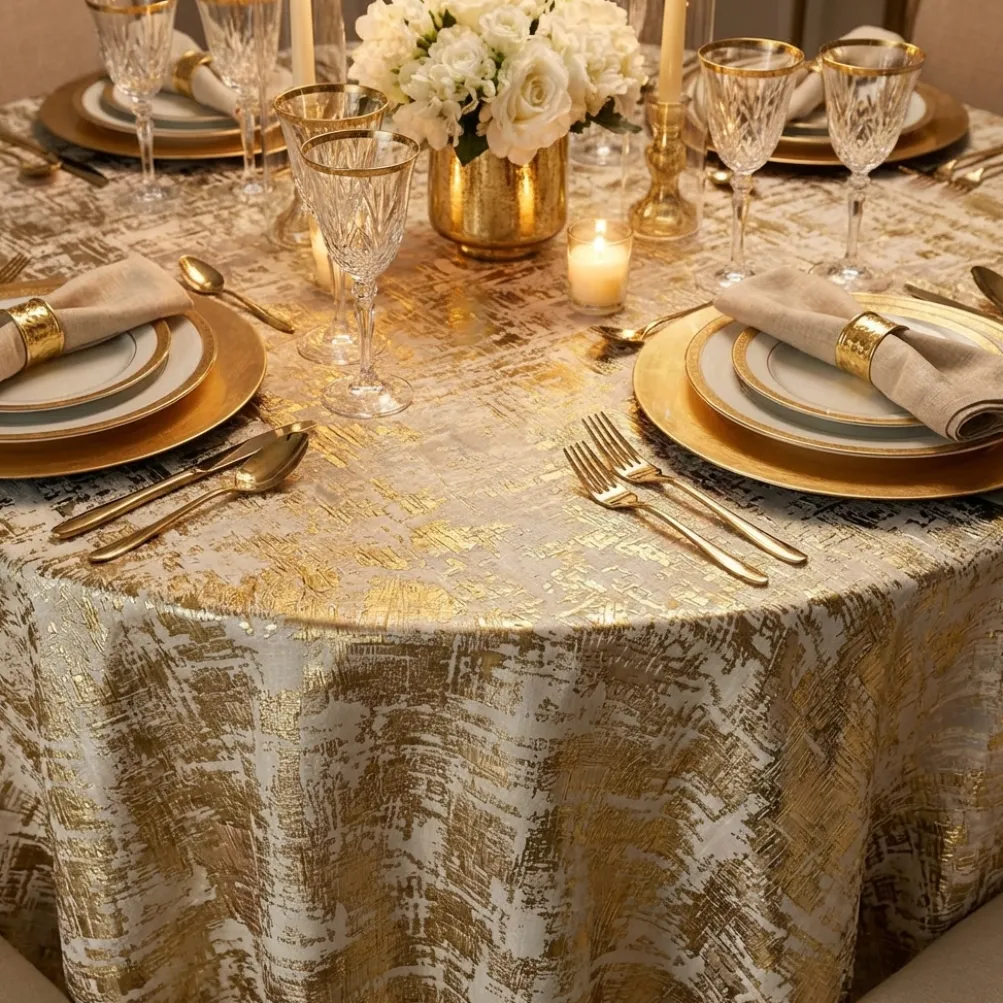 Calypso Jacquard (Reversible) Table Linen in Gold