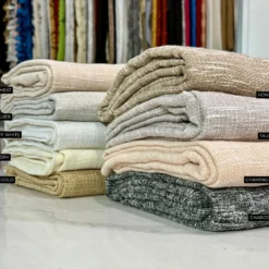 Capri Slub Linen Table Linen in Charcoal