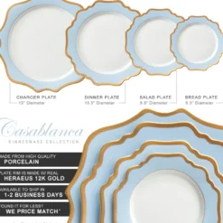 Casablanca Porcelain Collection in Baby Blue/Gold