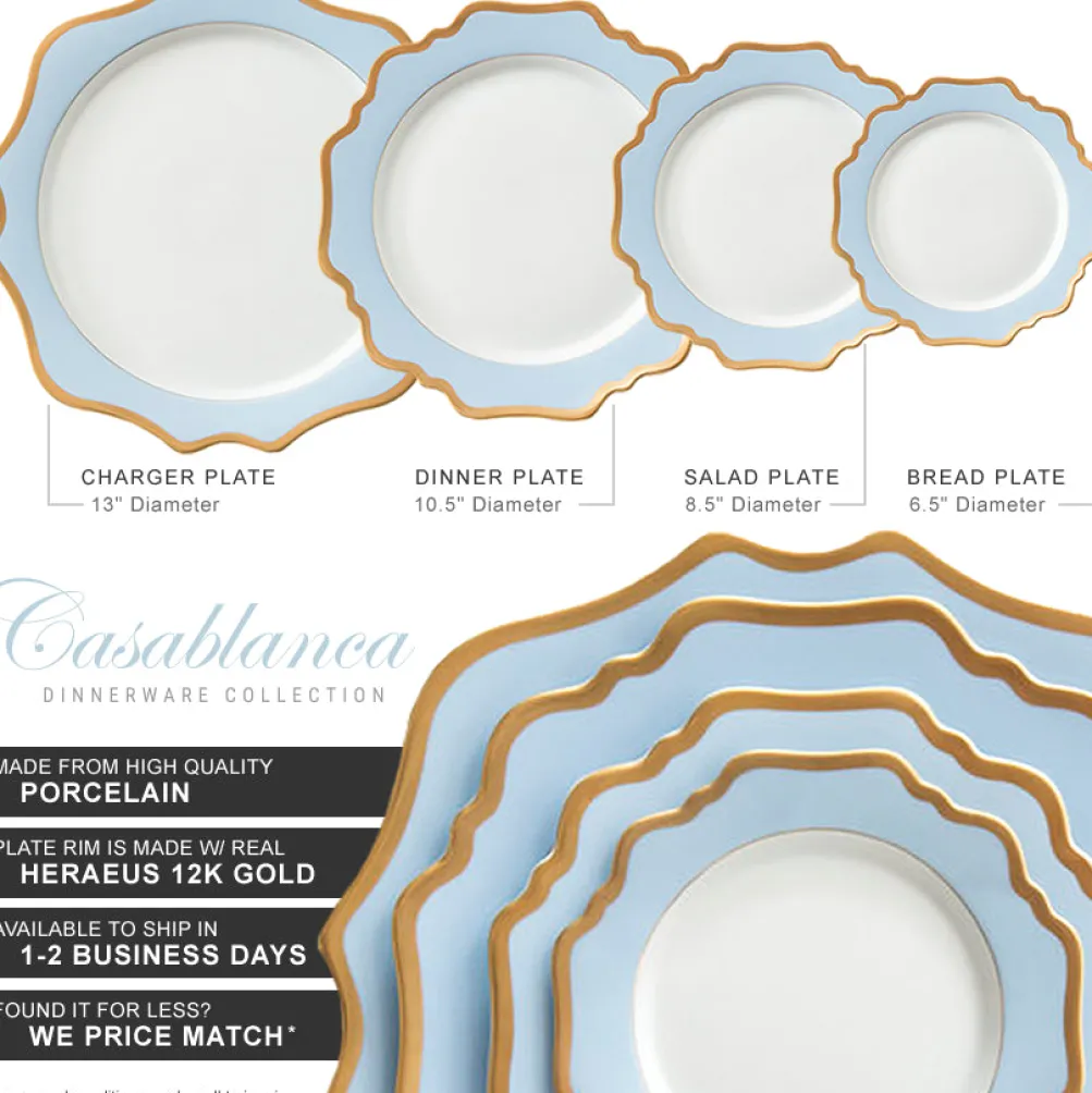Casablanca Porcelain Collection in Baby Blue/Gold
