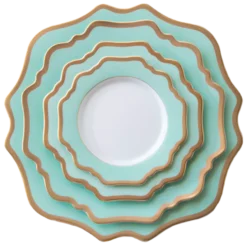 Casablanca Porcelain Collection in Aqua/Gold