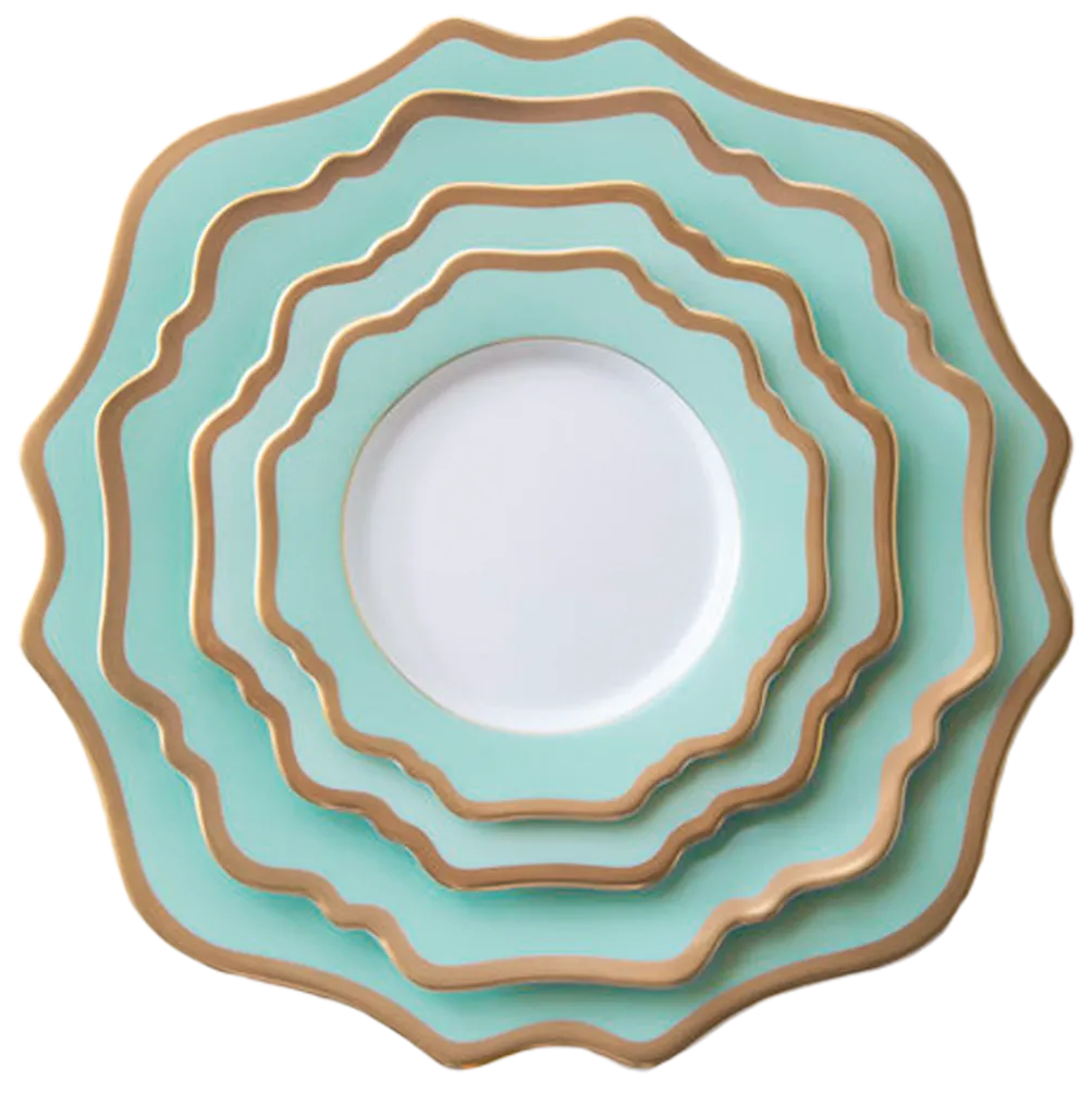 Casablanca Porcelain Collection in Aqua/Gold