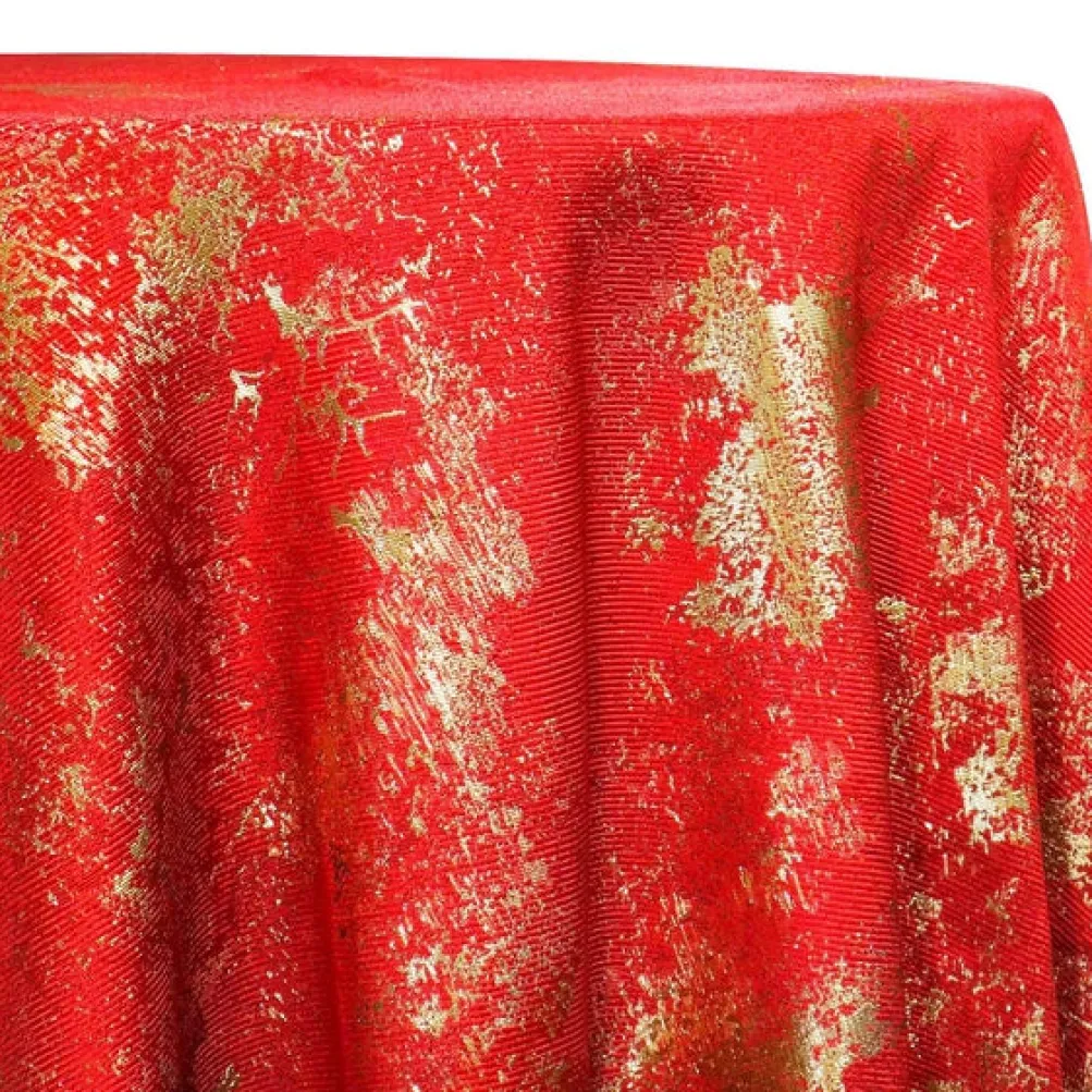 Cascade Jacquard Table Linen in Red and Gold