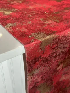 Cascade Jacquard Table Linen in Red and Gold