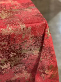 Cascade Jacquard Table Linen in Red and Gold