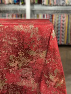 Cascade Jacquard Table Linen in Red and Gold