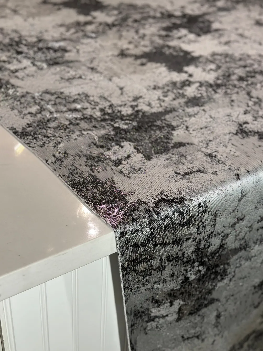 Cascade Jacquard Table Linen in Black and Silver