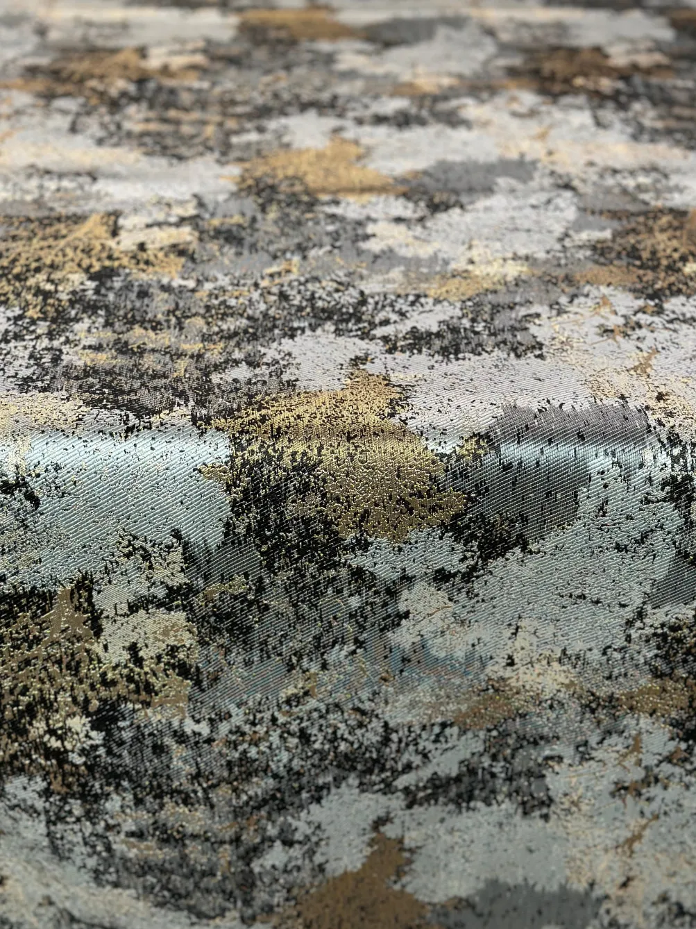 Cascade Jacquard Table Linen in Black and Gold