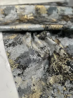 Cascade Jacquard Table Linen in Black and Gold