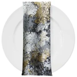 Cascade Jacquard Table Napkin in Black and Gold