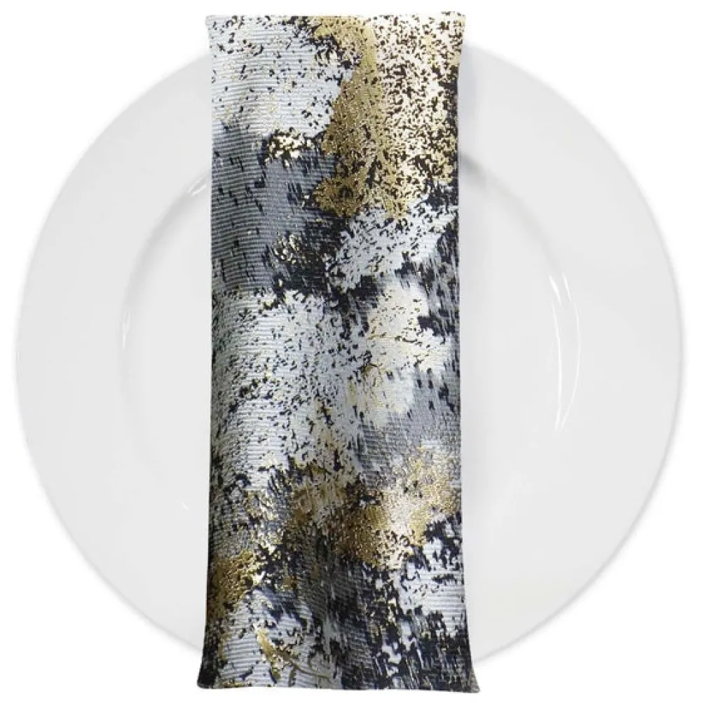 Cascade Jacquard Table Napkin in Black and Gold