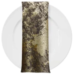 Cascade Jacquard Table Napkin in Brown and Gold