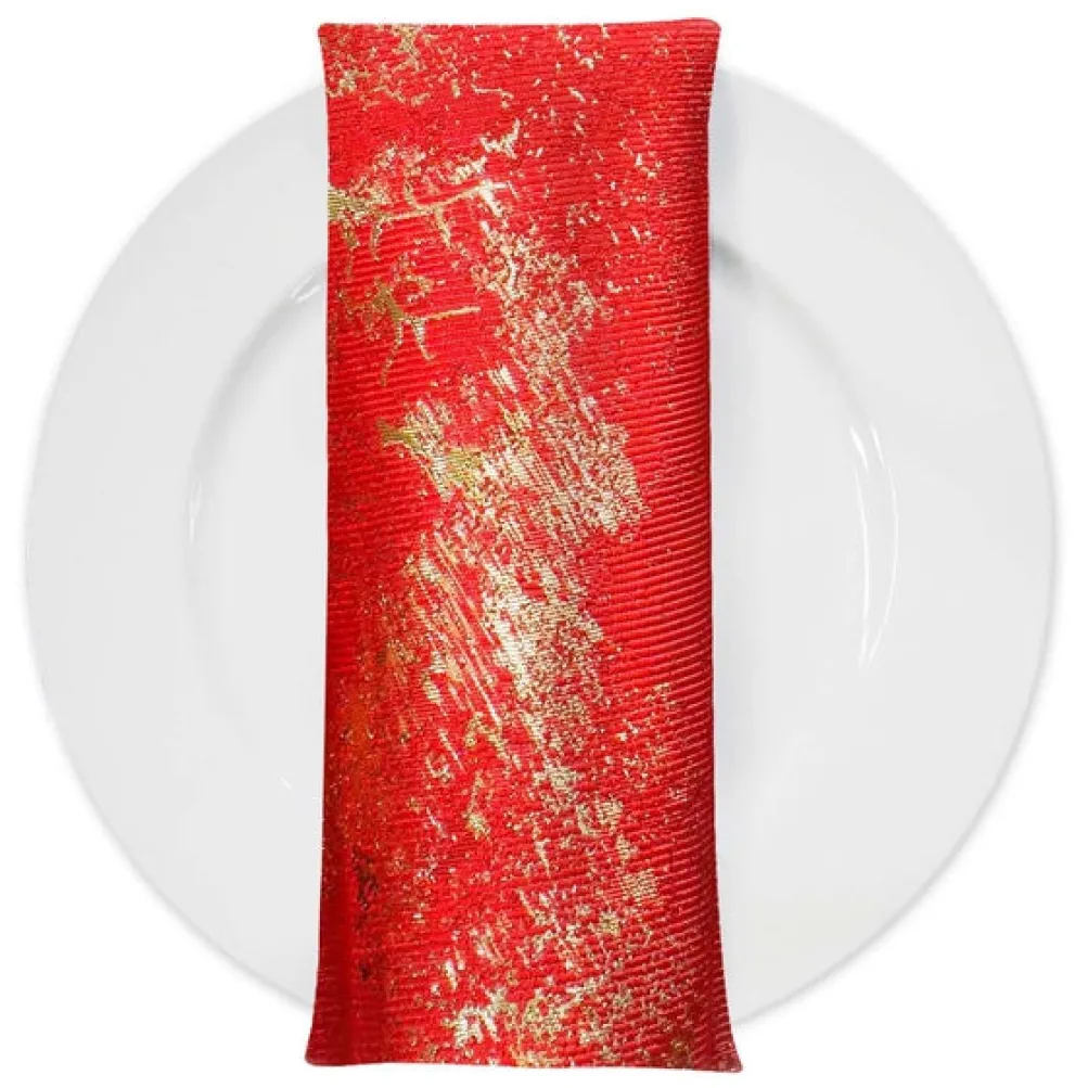 Cascade Jacquard Table Napkin in Red and Gold