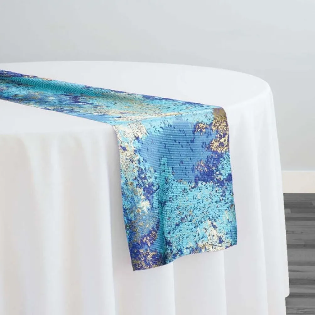 Cascade Jacquard Table Runner in Turquoise