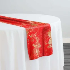 Cascade Jacquard Table Runner in Red and Gold