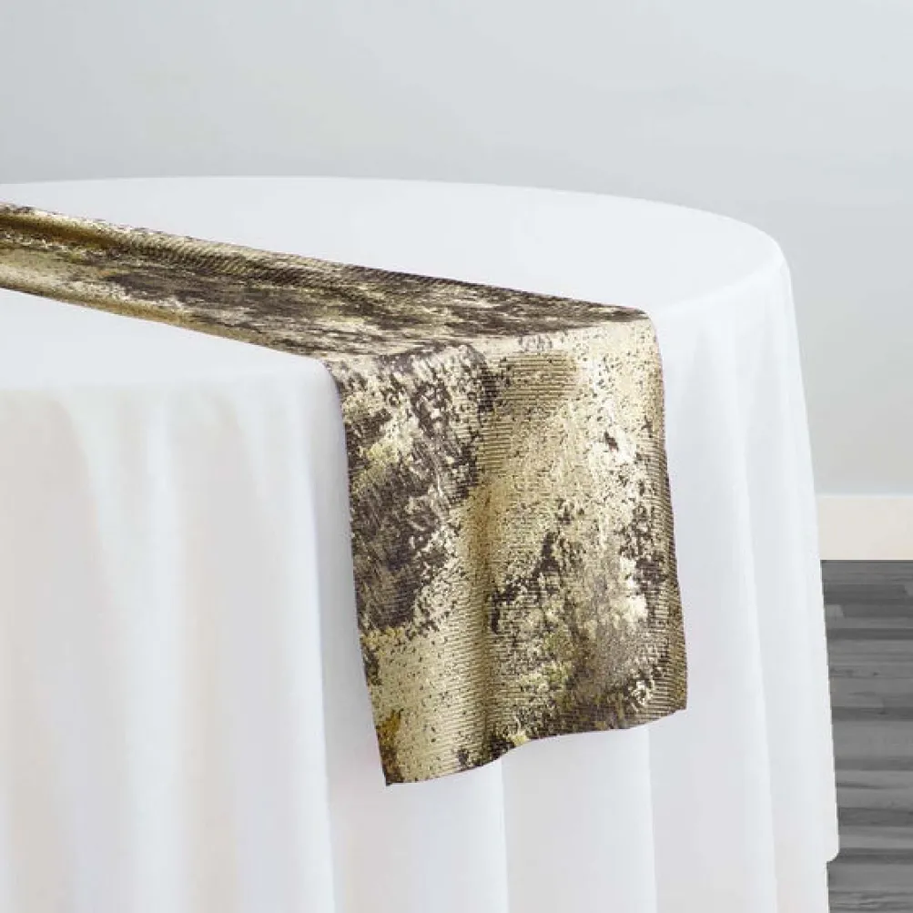 Cascade Jacquard Table Runner in Brown and Gold